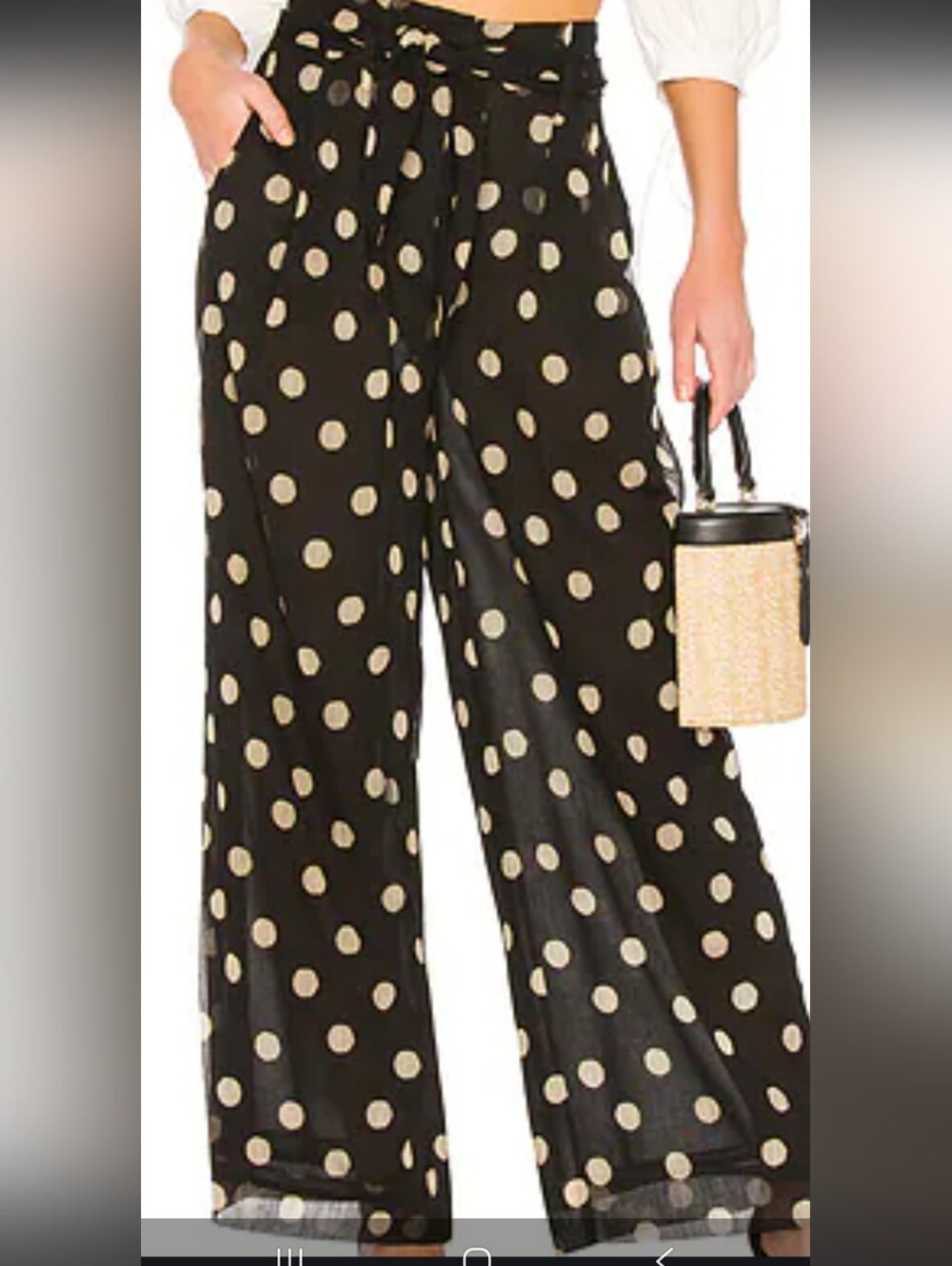 Polka Dot Wide-Leg Pants - Black & Tan